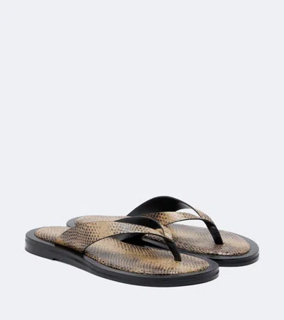 A.emery A. Emery Marcelle Snake-effect Leather Thong Sandals In Brown