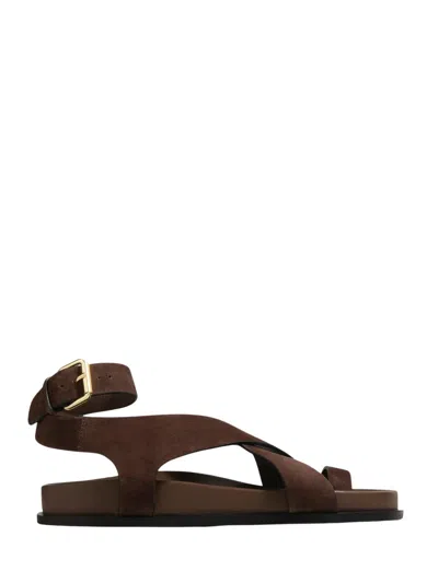A.emery A. Emery Slim Jalen Mini Sandals With Crossover Straps In Brown