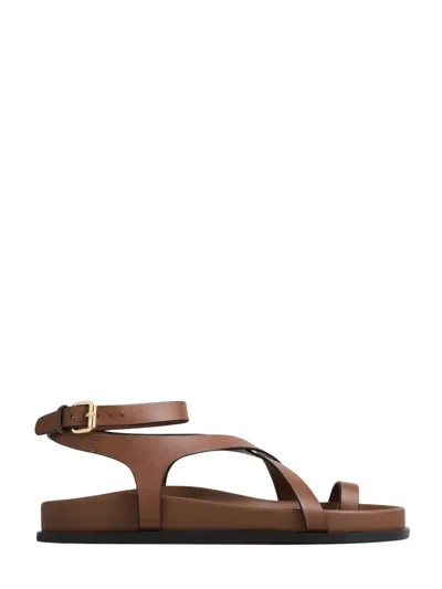 A.emery A. Emery Slim Jalen Sandal With Crossover Straps And Buckle Closure In Brown