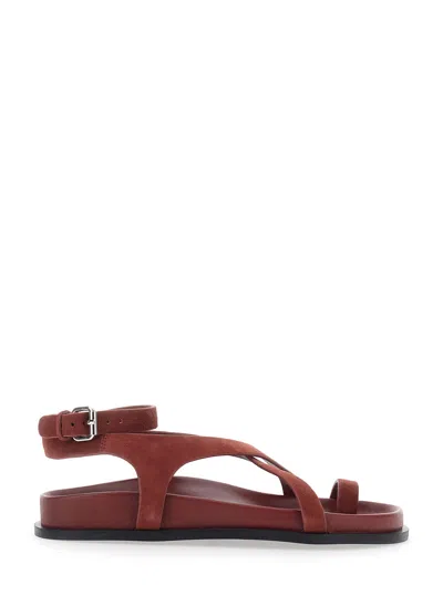 A.emery A. Emery Women's Suede Criss-cross Thong Sandals With Side Buckle Closure In Brown