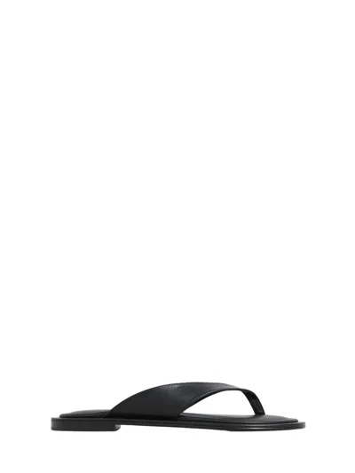 A.emery Black Minimalist Flip-flop Leather Sandals