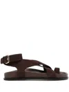 A.emery Chocolate Brown Leather Crossover Strap Sandals In Brown