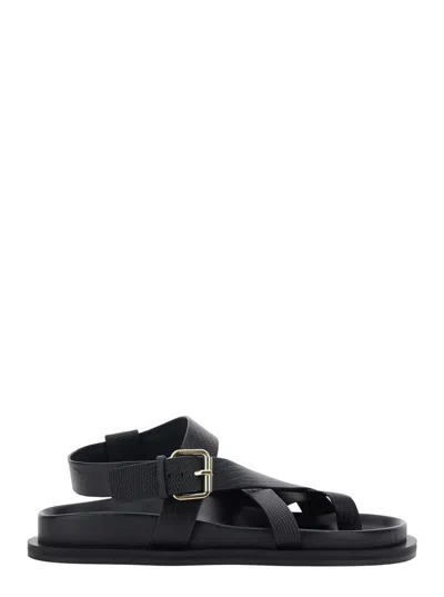 A.EMERY 'ELBERT' BLACK SANDALS WITH CRISS-CROSSED STRAPS AND BUCKLE CLOSURE IN LEATHER WOMAN