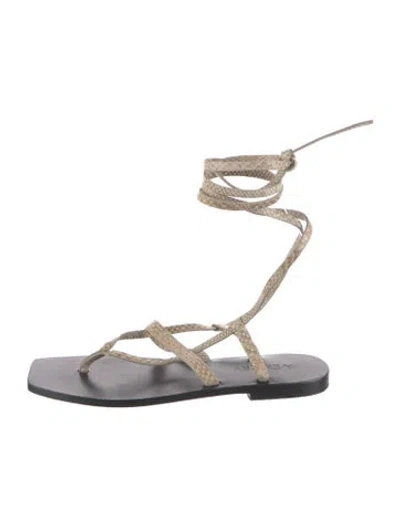 Pre-owned A.emery Embossed Leather Animal Print Sandals In Neutrals