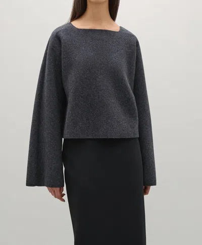 A.emery Greta Crop Knit Sweater In Charcoal Melange In Orange