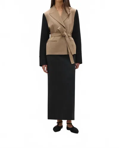 A.emery Harvey Contrast Sleeves Jacket In Fawn In Brown