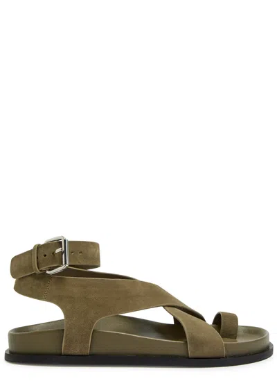 A.emery Jalen Cross-over Suede Sandals In Green