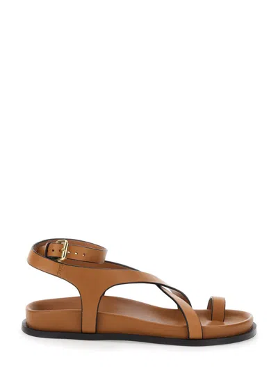 A.emery 'jalen Slim' Brown Sandals With Criss-crossed Straps And Buckle Closure In Leather Woman