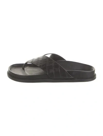 Pre-owned A.emery Leather Animal Print Flip Flops In Black