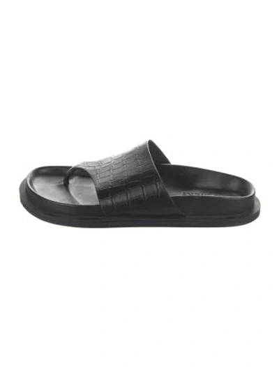 Pre-owned A.emery Leather Animal Print Flip Flops In Black