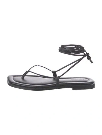 Pre-owned A.emery Leather Beaded Accents Sandals In Black