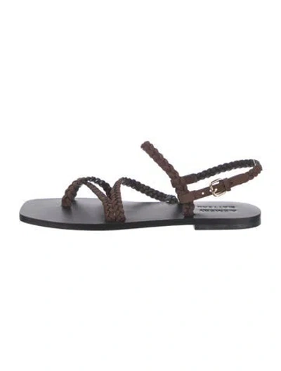 Pre-owned A.emery Leather Braided Accents Slingback Sandals In Brown