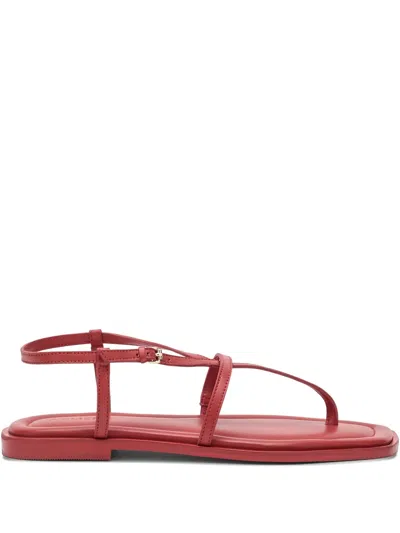 A.emery Leather Flat Sandals In Red