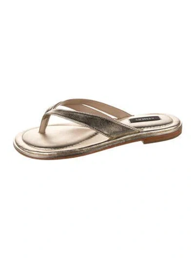 Pre-owned A.emery Leather Flip Flops In Gold/metallic