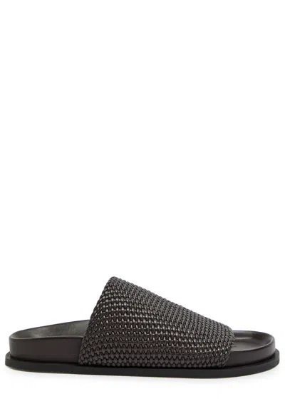 A.emery Luca Woven Leather Sliders In Brown