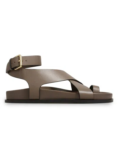 A.emery Women's Jalen Buckled Suede Ankle-wrap Sandals In Brown