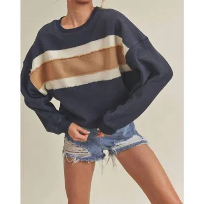 Aemi + Co Banner Crewneck Sweatshirt In Navy In Blue