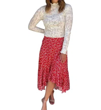Aemi + Co Berti Floral Wrap Skirt In Red