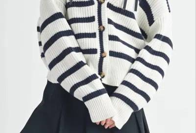 Aemi + Co Bona Striped Cardigan In Navy Blue