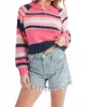 Aemi + Co Boxy Fuzzy Sweater In Pink Multi