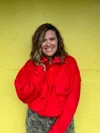 Aemi + Co Carter Quarter-zip Pullover Sweatshirt In Red In Red
