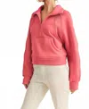 Aemi + Co Collared Half Zip Sweatshirt In Coral