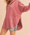 Aemi + Co Corduroy Contrast Pullover In Berry In Pink