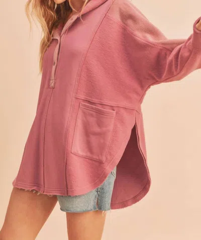Aemi + Co Corduroy Contrast Pullover In Berry In Pink