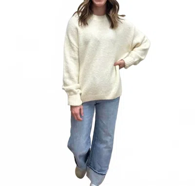Aemi + Co Cozy Crewneck Sweater In Milk In White