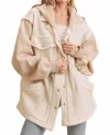 Aemi + Co Deema Mixed Material Hoodie Jacket In Beige In Neutral