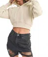 Aemi + Co Deva Cropped Hooded Jacket In Bone In Neutral