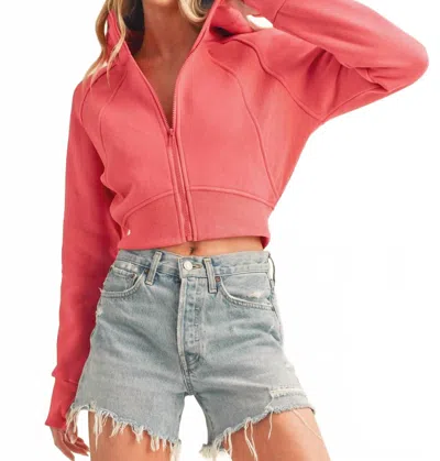 Aemi + Co Deva Cropped Hooded Jacket In Coral In Red