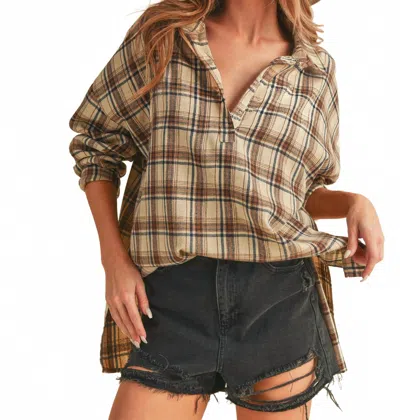 Aemi + Co Flannel Shirt In Plaid Cream In Multi