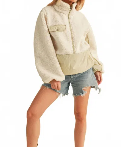 Aemi + Co Fleece Pullover Top In White
