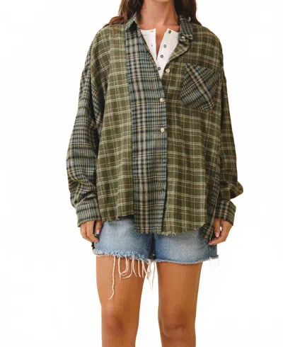 Aemi + Co Kambrie Plaid Flannel Shirt In Olive In Multi