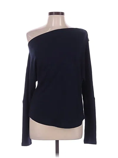 Pre-owned Aemi + Co Long Sleeve Top Blue Boatneck Tops