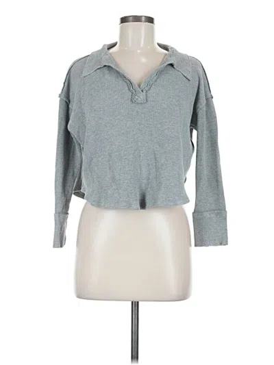 Pre-owned Aemi + Co Long Sleeve Top Gray Collared Neckline Tops