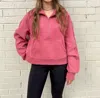 Aemi + Co Collared Half Zip Sweatshirt In Coral In Gold