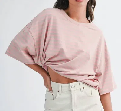 Aemi + Co Maddie Oversized Striped Tee In Oat In Pink