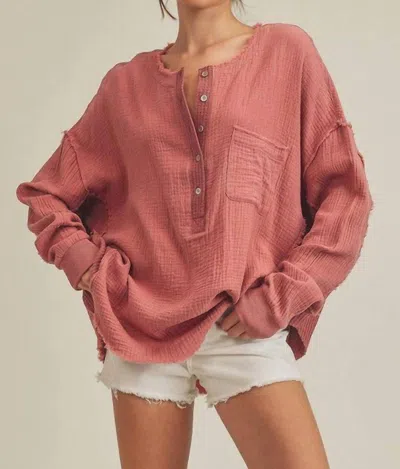 Aemi + Co Marjorie Pullover With Buttons In Mauve In Multi