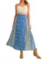 Aemi + Co Melanie Floral Pattern Midi Skirt In Blue In Multi
