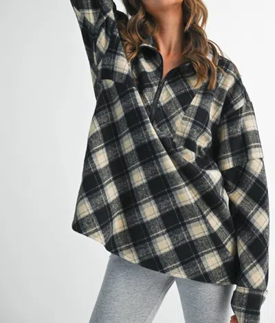 Aemi + Co Mya Plaid Pullover Top In Black