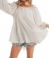 Aemi + Co Oversize Flowy Off Shoulder Cotton Tunic Top In White In White