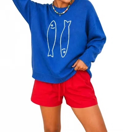 Aemi + Co Oversized Sardine Knit Sweater In Pier Blue