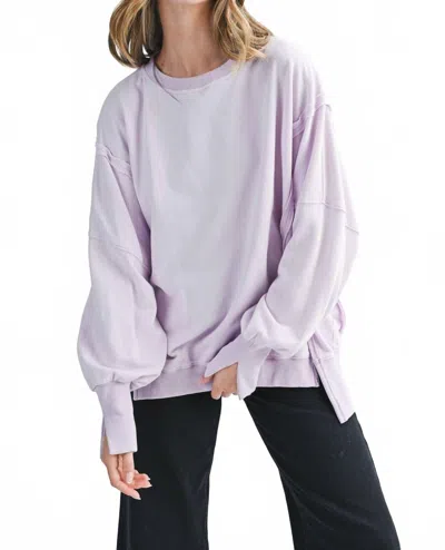 Aemi + Co Oversized Seam Detail Pullover Sweatshirt In Lilac In Blue