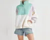 Aemi + Co Perfect Colorblock Pullover In Lilac In Blue