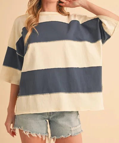 Aemi + Co Polly Color Block Top In Pineapple Navy In Multi