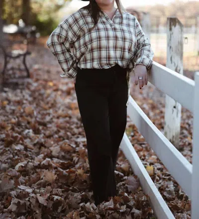 Aemi + Co Presley Plaid Shirt In Brown In Red