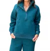 Aemi + Co Rani Half Zip Pullover In Deep Teal In Blue