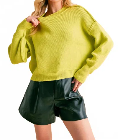 Aemi + Co Regina Pullover Sweater In Acid Lime In Yellow